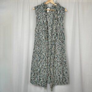 Chicos Womens Open Knit Duster Cardigan Medium/8 Fringe Sleeveless